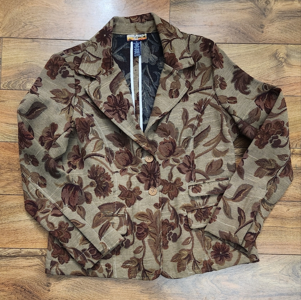 Vintage Havana Jack's Cafe Floral Tapestry Blazer, size 14